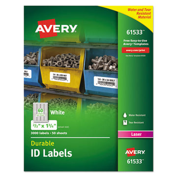 Avery® Durable Permanent Id Labels With Trueblock Technology, Laser Printers, 0.63 X 3, White, 32-sheet, 50 Sheets-pack freeshipping - TVN Wholesale